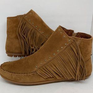 NEW - Minnetonka Lexa Fringe Ankle Leather Booties Boots Size 8
